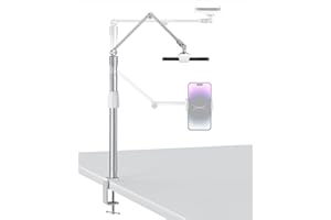 Viozon Tablet Phone Overhead Stand, Height & 360 degree Angle Adjustable, Aluminum C Clamp Desktop Stand, Compatible with 3.5-13" cellphone or tablet such as iPhone iPad Pro Air Mini, Samsung, Nexus