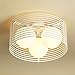 Produktbild LZDHY Vintage 3-Lichter Glas Lampenschirm Deckenleuchte Mit E27 Lampenfassung Deckenleuchte Metall Wohnzimmer Küche Dekorative (Keine Birne) ( Color : White )