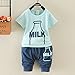Pandaren® summer cotton shortsleeve shorts set pants sports clothing set for baby boy girl infant toddler (Milk Bottle) (18-24 months)