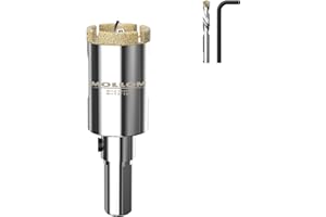 MOLLOM (21mm | 13/16") Scie Cloche Diamantée avec 2 Mèches Pilotes Amovibles pour une Coupe Lisse sur les Carreaux en Porcelaine, Verre, Céramique, Marbre, Fibre de Verre, etc