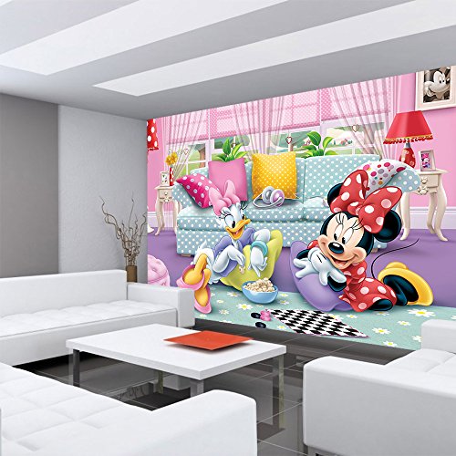 Fototapete 254×184 cm PREMIUM Wand Foto Tapete Wand Bild Papiertapete – Mädchen Tapete Disney Micky Maus Disney Minnie & Me Kindertapete Daisy pink – no. 2599 - 6