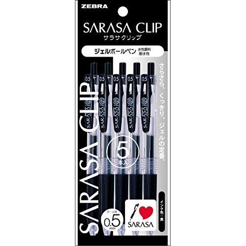5 pi?ces P-JJ15-BK5 Zebra Sarasa gel bille clip stylo noir 0,5 (japon importation)