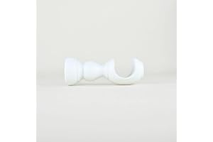 TENDAGGIMANIA Staffe per Tende 1 COPPIA - Per Bastoni per tende in Legno ∅ 35 MM - Colore: BIANCO -LUNGHEZZA 10 CM - Staffe con piastrina di fissaggio, viti e tasselli- 100% Legno Made in Italy