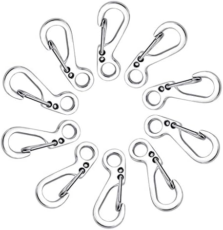 CoolBuyMall® 10PCS/LOT Mini SF Spring Backpack Clasps Climbing Carabiners EDC Keychain Camping Bottle Hooks Paracord Tactical Survival Gear (Light Silver)