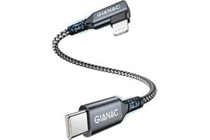 GIANAC Cable USB C a Lightning 0.5M Cable Cargador iPhone 90 Grados Cable USB C a iPhone PD Carga Rápida Apple Cable Lightning Compatible con iPhone 14 13 12 11 Pro XS MAX XR X 8 Plus 7Plus 6S 5 5S 5C S