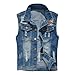 Produktbild Sannysis Herren Jeansjacke Weste Ärmellos Destroyed mit Patch Slim Fit Jeans Jacke Vintage Demin Hoodie Streetwear Outwear Männer Oberteile Tanktop Rock Hip Hop