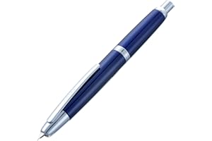 WIKULT Jinhao 10 - Stylo plume sans capuchon avec boîte, plume fine rétractable bleu foncé avec convertisseur d’encre (Clip Argenté)