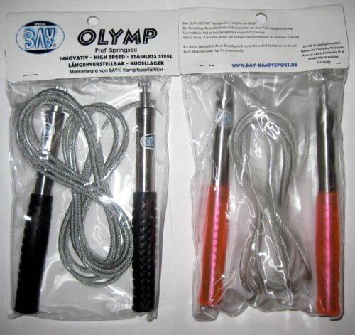 BAY® „OLYMP 280“ JUMP Rope SCHWARZ Stahl mit Kugellager 300 320 cm Springseil, längenverstellbar Sprungseil Springseile Hüpfseil Kinder Damen Frauen Kids Erwachsene verstellbar Fitness High Speed, kugelgelagert, Stahlseele Boxen Fitness Kampfsport Kickboxen Muay Thai Thaiboxen - 5