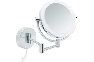 ‎LIBARO Libaro Modena LED Cosmetic Mirror - 360° Wall Makeup Mirror with Dimmer, Daylight LEDs & 3x/7x Magnification for Perfect Makeup