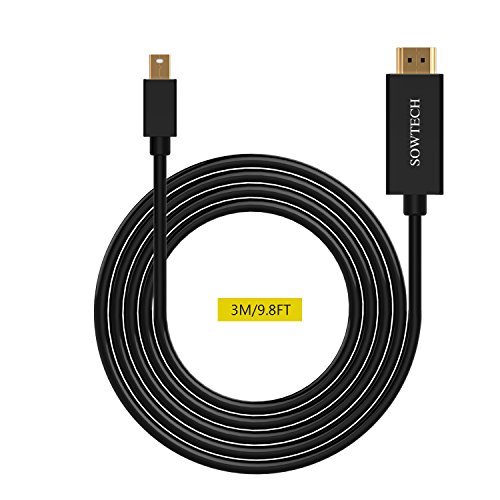 Mini DP auf HDMI Kabel, SOWTECH Aktive Vergoldet 9.8ft/3m Mini Displayport auf HDMI Kabel (Thunderbolt Port Kompatibel)HDTV Kabel fürApple MacBook, MacBook Pro MacBook Air, iMac, Mac mini and Mac Pro usw – Schwarz - 2