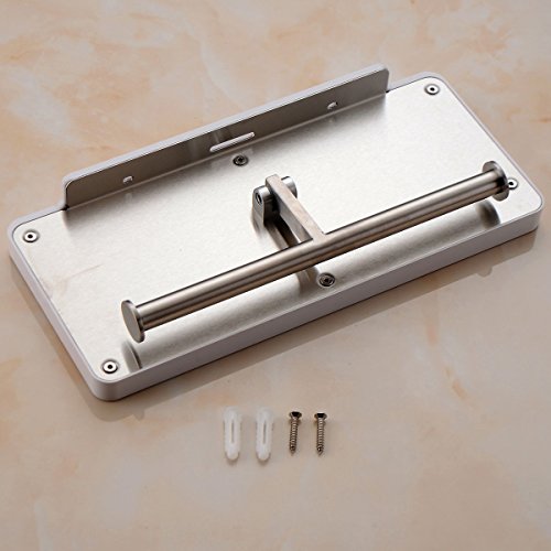 Aothpher Doppel-Toilettenpapierhalter multifunktional wandmontiert Edelstahl Ablage, weißer Anstrich, Toilettenpapierhalter im Badezimmer - 5