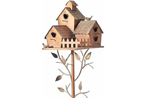 BlissfulAbode Metal Birdhouse Stake,Metal Zigzag Art Bird House Bracket Outdoor Decoration Attracts Colorful Songbirds Easy To Assemble(C)