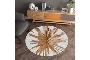 Morbuy Tappeto Rotonda Cucina Soggiorno Salotto Bagno Camera da Letto, 3D Classico Moderno Bambini Tappeti Antiscivolo Yoga Decorazione della Casa Divani e Sedie (100x100cm,Retro I)