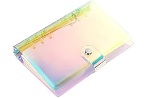 Qinsky A5 Notatnik z kartkami do wielokrotnego napełnienia, segregatory tematyczne, okładki na notatnik z PVC, segregator A5, papierowy segregator PVC, A5 Tęczowy miękki segregator z PVC z 100