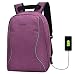Produktbild Super Modern Unisex Nylon Diebstahlschutz Schule Rucksack mit USB-Ladegerät Port Laptop Tasche für Teen Mädchen und Jungen Cool Sports Rucksack Größe L violett