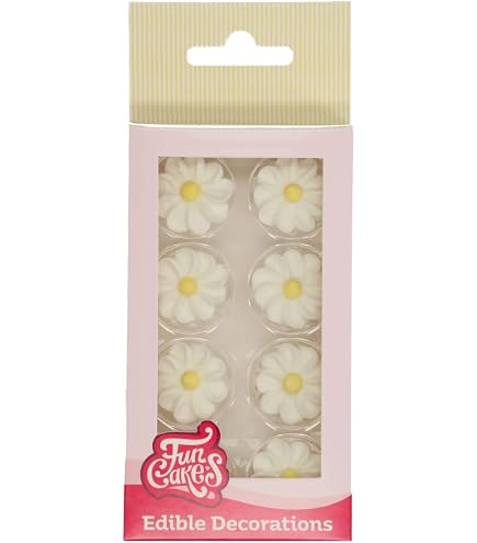 G-LOVELY'S 6-teiliger Gänseblümchen Cake Topper – Gelb & Silber, Für Geburtstagskuchen & Cupcakes