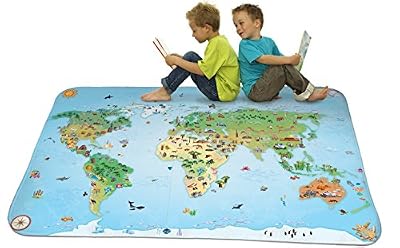 Achoka House Of Kids - 86033-e3 - Ultra Soft - Tapis De Jeu - Carte Du Monde - 130 X 180 Cm