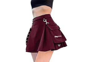 DINGJIUYAN Gothic Y2k Uniform Goth Belt Steampunk Cosplay Grunge Skirt Short Skater Skirt femboy