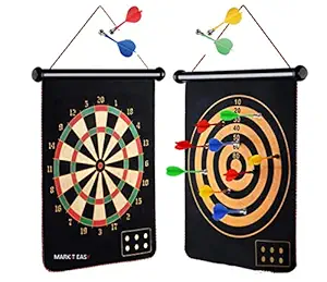 MARKIT EASY Dart Board Indoor Outdoor Games for Kids and Adults, 4pcs Safe Magnetic Darts, Easily Hangs Anywhere, Improves Concentration