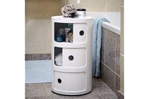 Costello® Curvaso 3 TIER BATHROOM STORAGE UNIT BEDROOM ROUND CORNER ABS PLASTIC MULTI PURPOSE CABINET DRAWER HALLWAY (3 TIER ALL WHITE)