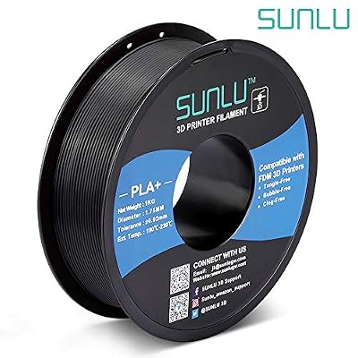 SUNLU PLA Plus 3D Filament 1.75mm for 3D Printer & 3D Pens, 1KG (2.2LBS) PLA+ Filament Tolerance Accuracy +/- 0.02 mm, Black