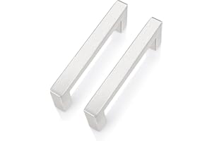PinLin 5 Pack Cabinet Pulls Brushed Steel Hole Center 96mm Cabinet Handles Bedroom Drawer Pulls Square T Bar Handles Furniture Hardware for Cupboard Door Handles, Wardrobe Handles