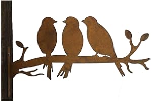 Bornhöft Decorazione da giardino in metallo arrugginito, decorazione da giardino con 3 uccelli, decorazione arrugginita