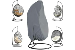 Queta Hanging Chair Protective Cover - 190 x 115 cm Dustproof Cover for Terrace Rocking Chair With Drawstring, Grey