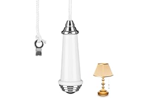 Vaktop Ceramic Bathroom Light, Pull Cord Handle with 100cm Extension, Pull Cord Light Switch Bathroom with 8 * 2.4 cm Handle for Toilet Light Ceiling Fan Switch