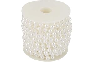 YOBOAMIC Pearl String Beads Chain, 8mm Pearl Beads String Chain Garland, 10m/Roll Grinding Pearl Wire Beads Garland String DIY Wedding Decoration for Party Home Decoration (White)