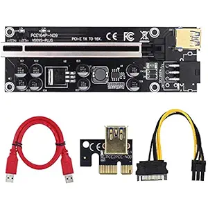 GadgetKarePro 2021 Latest V009S Plus / 009S Plus PCI-E Riser Express Cable 16x to 1x with Indicator Led Graphics Extension ETH Mining Powered Riser Adapter Card for GPU with 60 cm USB 3.0 Cable