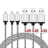 Micro USB Cable,[6.6ft*3Pack]by Ailun,High speed 2.0 A Male to Micro B Sync&Charging Nylon Braided Cable for Smartphones&Tablets