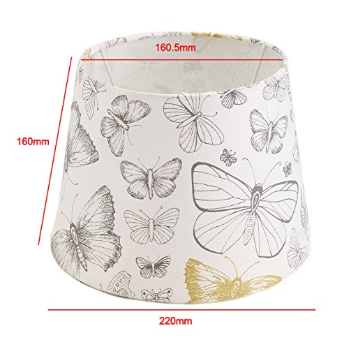 KING DO WAY Lampenschirm Leuchtschirm Shabby Vintage Stoff Textil für E27 Lampe Tischleuchte Dunkel blau - 5