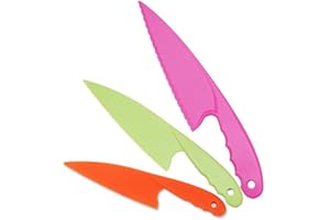 BaiJ Couteaux de Cuisine en Plastique,3 Pack Couteaux de Sécurité pour Enfants Couteaux à Légumes en Nylon en 3 Tailles pour Pain Salade de Laitue Sans BPA