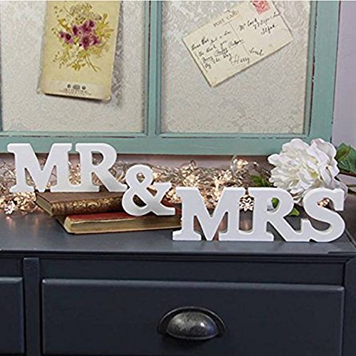 allbusky Herr und Frau Schild Geschenk Holz Buchstaben für Empfang Zeremonie Hochzeit Dekorationen Geschenk, MR & MRS - 3