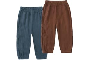 JUIYNIZT Baby Kinder Baumwolle Sommerhosen Moskito Proof Dünne Lange Hosen Jungen Mädchen Lose Laternenhosen 2er Pack