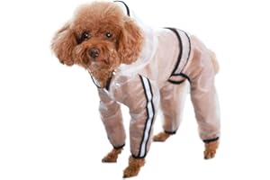 feiling Impermeabile Cappotto Trasparente per Cani di Taglia Piccolo Media e Grande 4 Gambe Antipioggia Giacca Cane Poncho Animali Domestici (L)