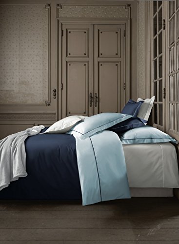 De Witte Lietaer Bumblebee Parure Percale Housse de Couette + Taies d'oreiller, Coton, Bleu, 240x220 cm