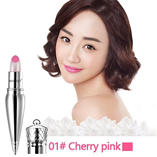 HuntGold Königin Zepter Glänzend Feucht Lippenstift Dauerhaft Feuchtigkeit Glitzer Lippen Kosmetik Kirsch rosa - 3