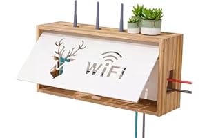 PUIOTEAI Router Verstecken, Router Regal, Router Aufbewahrungsbox, Wandmontierbarer Kabelorganizer, Super Produkt um den Router Samt Kabelsalat in Stilvolleren Art und Weise zu Verstecken(Brown)