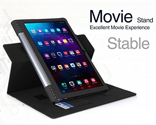 [Ecke Schutz] Lenovo Yoga 2 Pro Hülle, Lenovo Yoga 2 Pro 13, Fyy hochwertige umweltfreundliche KunstlederHülle (Tasche Schutzhülle Case Cover Etui) mit Standfunktion/Aufsteller mit Fach für Kreditkarten elastische Handschlaufe Stift-Haltung (mit automatischer Schlaf/ Weck-Funktion) Schwarz für Lenovo Yoga Tablet 2 Pro(13.3 Zoll) - 4