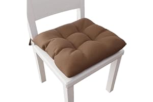 PETTI Artigiani Italiani - Cuscini per Sedia Cucina 4 punti Set da 6 Pezzi, Copricuscini Sedia in Cotone con Laccetti 40x40 cm - Set da 6 Disegno Tinta Unita Marrone 100% Made in Italy