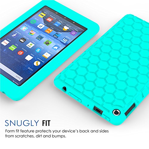 MoKo Fire 2015 7 Zoll Hülle – [Honey Comb Series] Leichte Rutschfeste Stoßfeste Silikon Schutzhülle Protector Case für Amazon Fire Tablet (Vorherige 5th Generationeration – 2015 Modell), Mint Grün - 3