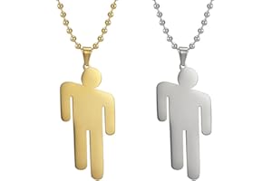 DUINIU 2 Pieces of Little People Necklaces, Stainless Steel Couple Pendant Necklaces, Chain Length of 60cm, Suitable for Valentine's Day, Christmas and Birthday Gifts Steel, Gold.