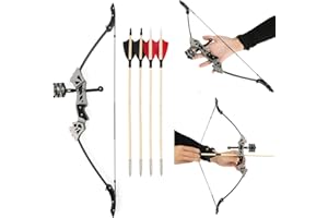 HNZMDY Ensemble d'arc et de Flèches Arcs Compounds pour Adultes Adolescents et Jeunes Arc à Poulies Arc Recourbé pour Le Tir en Extérieur et en Intérieur