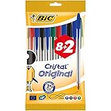 BIC Cristal Original - Pack de 8 + 2 bolígrafos, colores azul, negro, rojo...