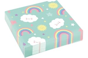 amscan 20 Serviettes Arc-en-Ciel et Nuage, 11012281, Motif :, Taille Unique