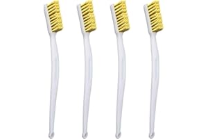 HZAOPZE 4 pcs Mini Cepillos Metálicos Limpieza Boquillas Impresión 3D,Juego Cepillos Alambre Mango Curvo Cepillo Cerdas Mampostería para Limpiar Escoria y óxido Soldadura, Puertas, Ventanas, máquinas