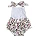 TiaoBug Baby Girls Floral Cherry Ruffles Romper Bodysuit Summer Dress with Headband White Rose 12 Months
