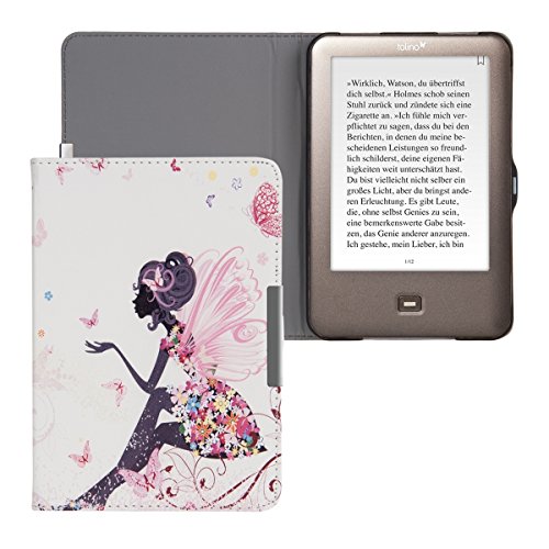 kwmobile Hülle für Tolino Shine / Page – Flipcover Case eReader Schutzhülle – Bookstyle Klapphülle Fee Mädchen Design Mehrfarbig Pink Weiß - 5